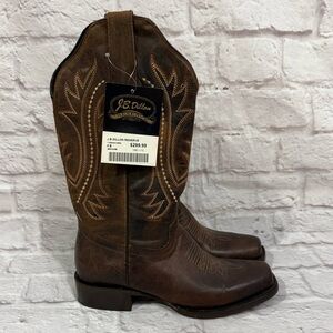 J.B. Dillon Cowboy Boots Womens 8 B Reserve Leather Square Toe Cowgirl western